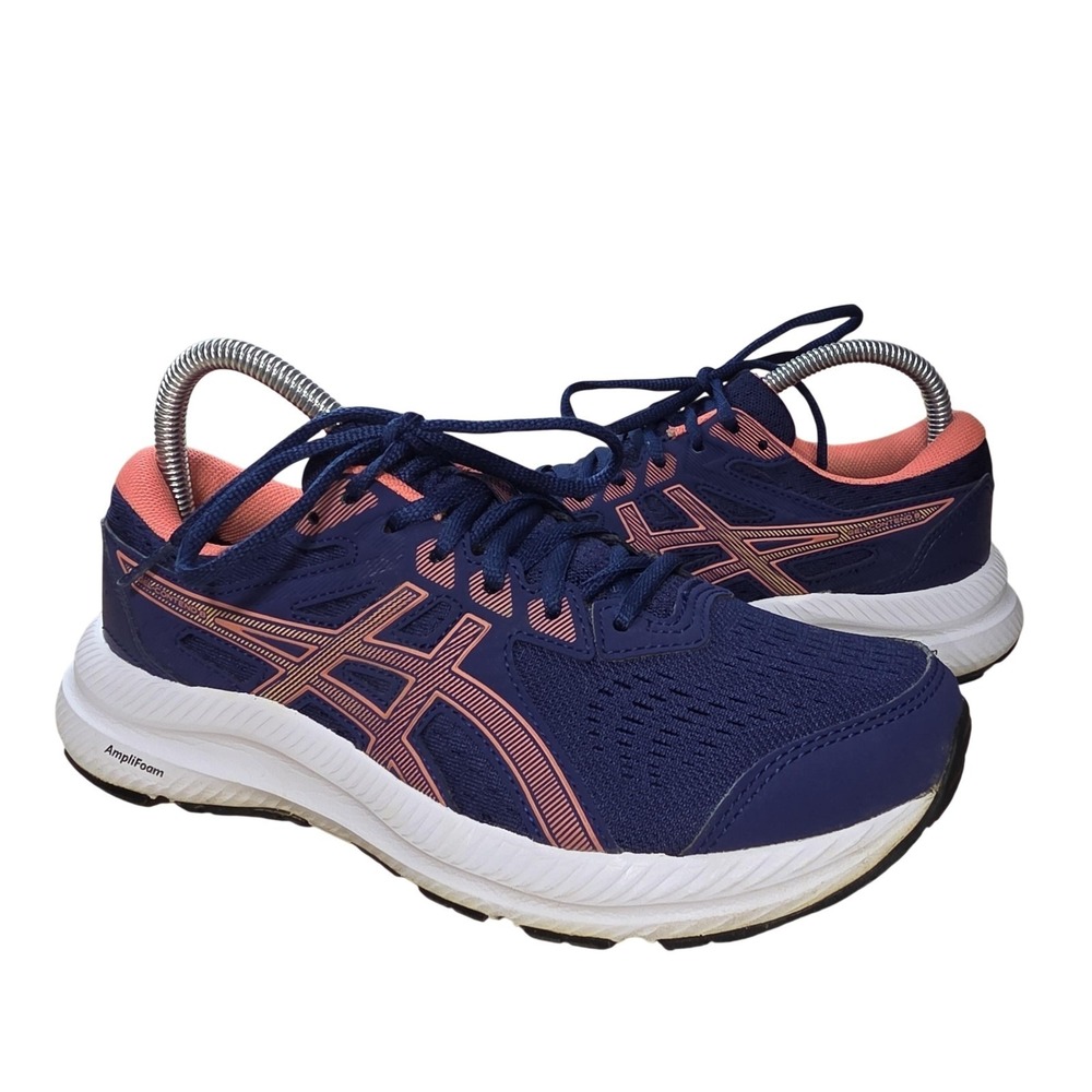 Asics Running Shoes Womens Size 7 Blue Coral AmpliFoam Sneakers‎ 1012B320